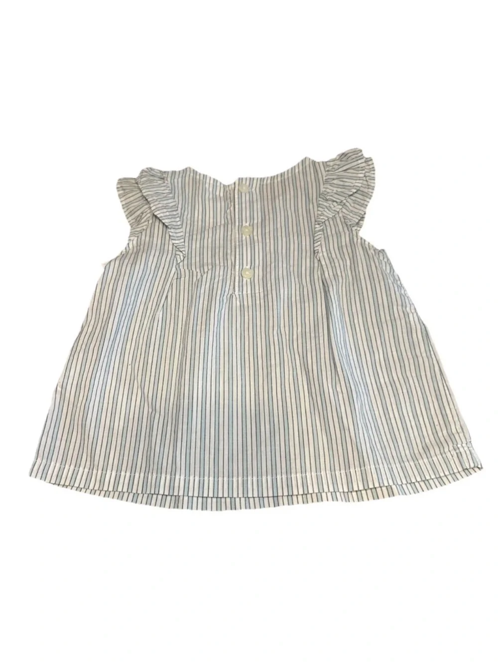 Carter’s Baby Girl 9M Blue White Stripe Flutter Sleeve Dress NWT